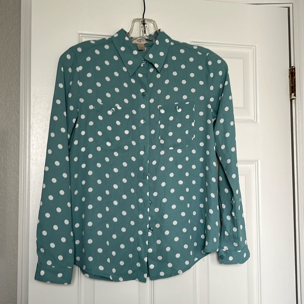 Loft Petite Polka Dot Blouse